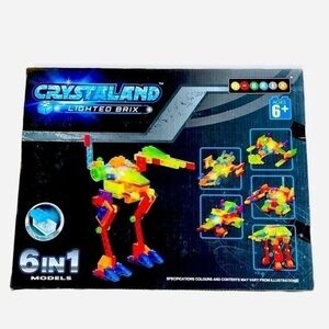 CRYSTALAND Lighted Brix 6-in-1 Mini Construction Set 132 pcs Kids Toy NIB